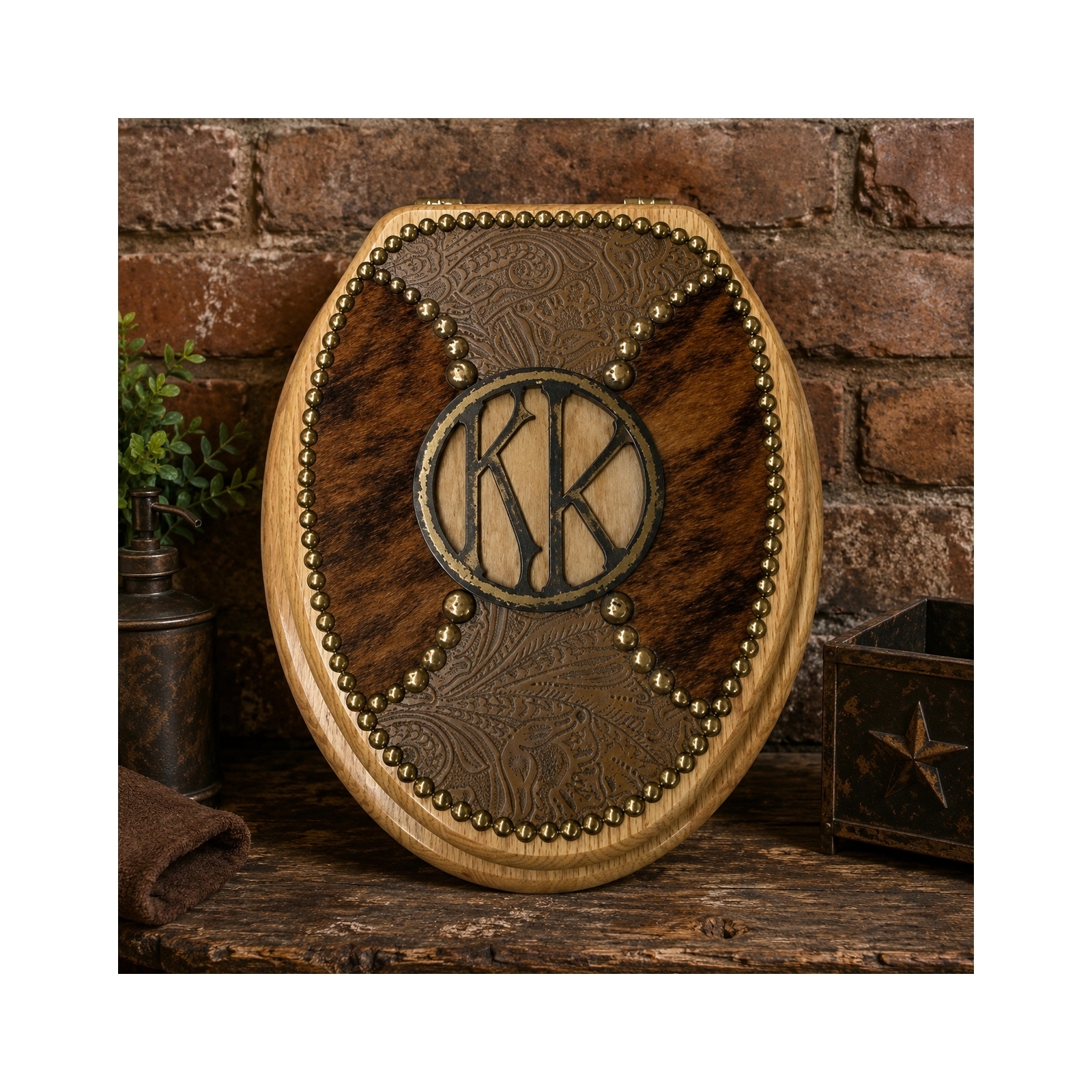 Personalized Cowhide Toilet Seat